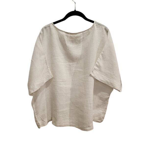 Chico's Linen Tunic White Sz 3 (XL) Women's Pullover Top Short Sleeve - Picture 2 of 12